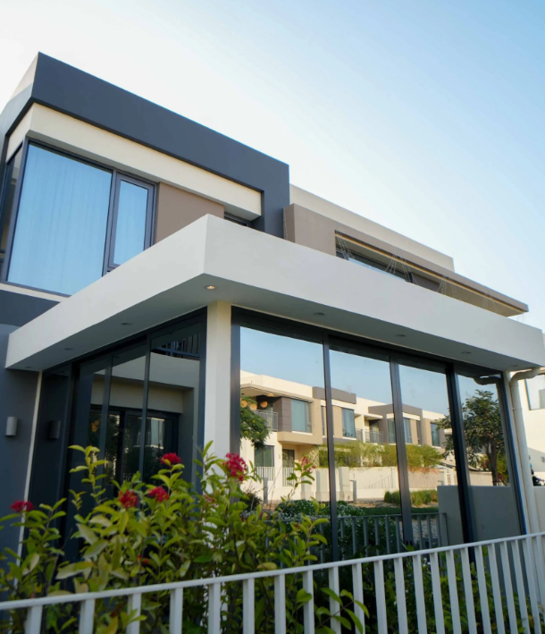 Family eating together near window