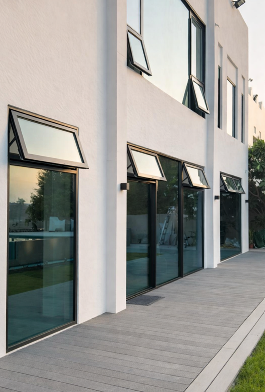 commercial glass windows with aluminium frames for a building