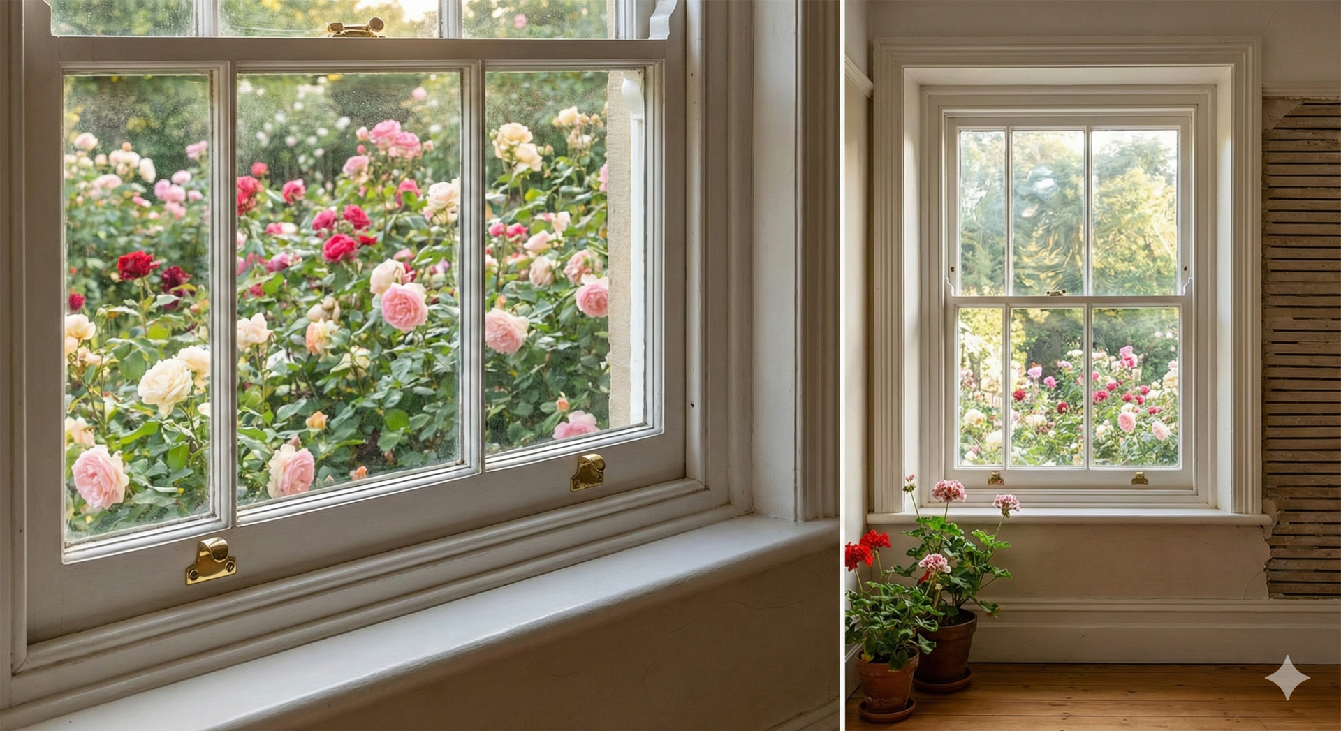 Double hung windows detailed view