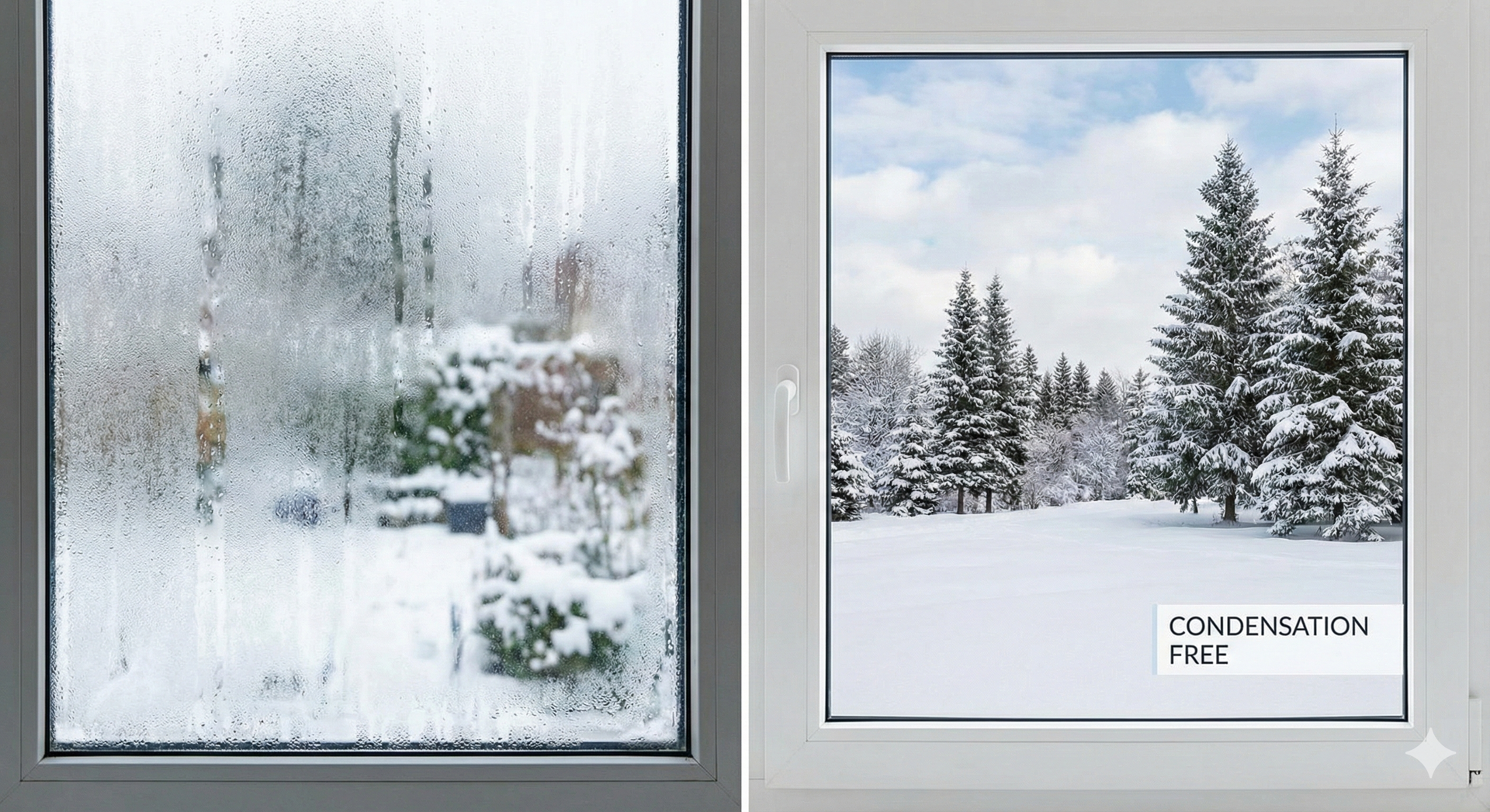 Double glazed windows detail view